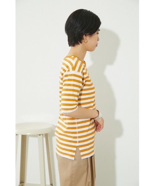 BLACK BY MOUSSY(ブラックバイマウジー)の「half sleeve border t-shirt(ハーフスリーブボーダーTシャツ)(Tシャツ/カットソー・レディース・グリーン系その他/イエロー系その他・FREE)」の17枚目の写真