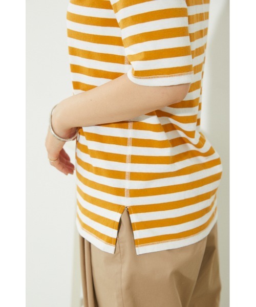 BLACK BY MOUSSY(ブラックバイマウジー)の「half sleeve border t-shirt(ハーフスリーブボーダーTシャツ)(Tシャツ/カットソー・レディース・グリーン系その他/イエロー系その他・FREE)」の22枚目の写真