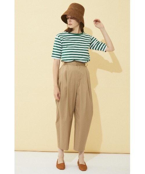 BLACK BY MOUSSY(ブラックバイマウジー)の「half sleeve border t-shirt(ハーフスリーブボーダーTシャツ)(Tシャツ/カットソー・レディース・グリーン系その他/イエロー系その他・FREE)」の4枚目の写真