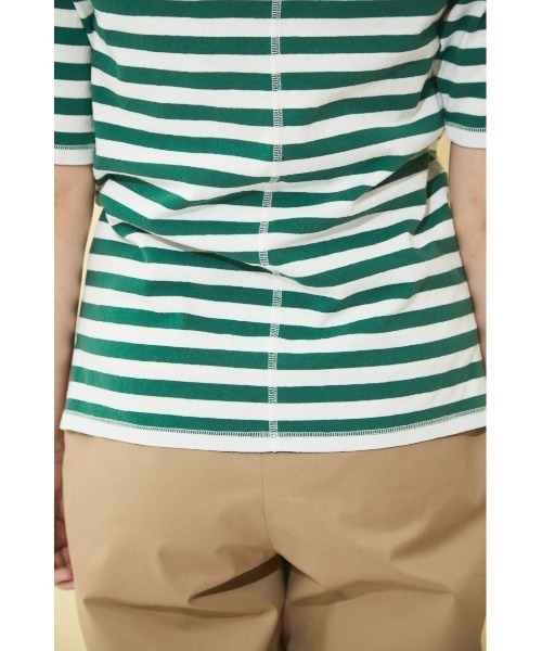 BLACK BY MOUSSY(ブラックバイマウジー)の「half sleeve border t-shirt(ハーフスリーブボーダーTシャツ)(Tシャツ/カットソー・レディース・グリーン系その他/イエロー系その他・FREE)」の11枚目の写真