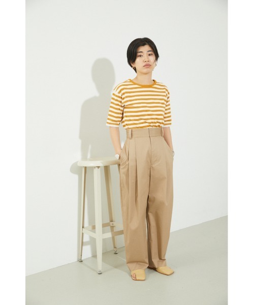 BLACK BY MOUSSY(ブラックバイマウジー)の「half sleeve border t-shirt(ハーフスリーブボーダーTシャツ)(Tシャツ/カットソー・レディース・グリーン系その他/イエロー系その他・FREE)」の14枚目の写真