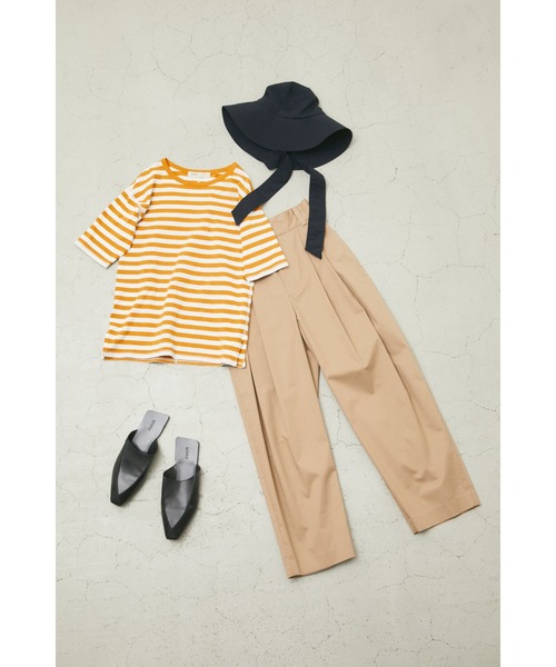 BLACK BY MOUSSY(ブラックバイマウジー)の「half sleeve border t-shirt(ハーフスリーブボーダーTシャツ)(Tシャツ/カットソー・レディース・グリーン系その他/イエロー系その他・FREE)」の3枚目の写真