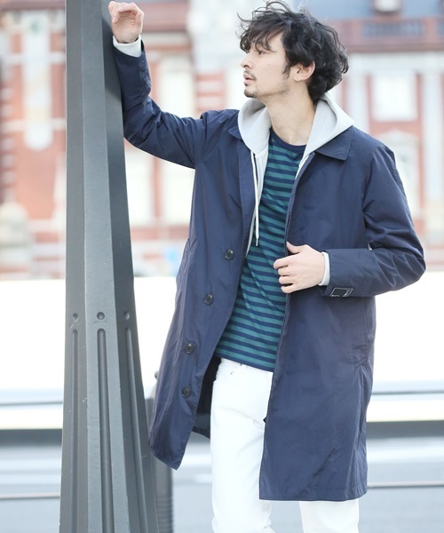 SQUOVAL（スクオーバル）の「【東京西川×SQUOVAL】リモンタステンカラーコート（ステンカラーコート・メンズ・ブラック/ブルー/ネイビー/オリーブ・SMALL/LARGE/MEDIUM）」の21枚目の写真