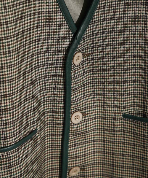 NILWAY(ニルウェイ)の「ルーズパイピングチェックベスト/ジレ(ベスト・メンズ・チャコール/ベージュ系・MEDIUM/LARGE)」の10枚目の写真