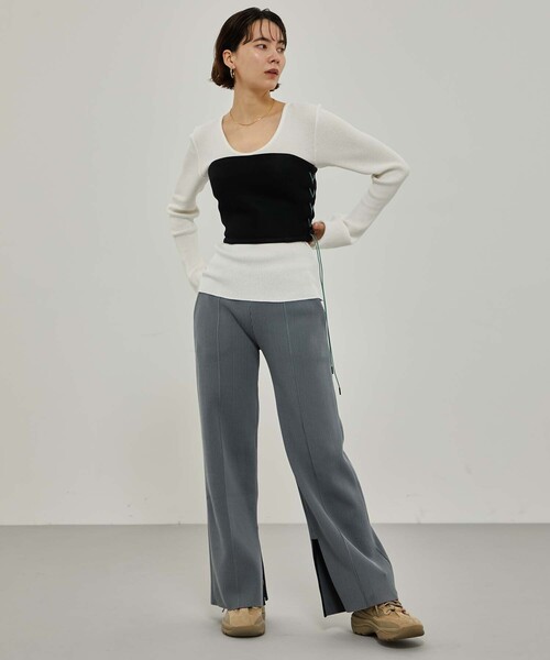 CITY TOKYO（シティトウキョウ）の「カラーコードニットパンツ（その他パンツ・レディース・ライム/オレンジ/ダークグレー・1/2）」の5枚目の写真