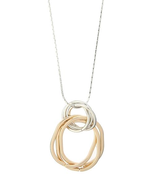 earth music&ecology（アースミュージックアンドエコロジー）の「メタルフープミックスメッキネックレス（ネックレス・レディース・ゴールド・FREE）」の2枚目の写真