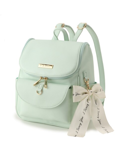 PINK-latte(ピンクラテ)の「◆リボンチャームミニリュック(バックパック/リュック・キッズ・ブラック/ライトグリーン/ライトパープル・00)」の4枚目の写真