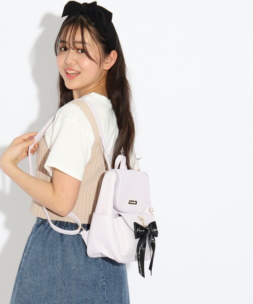 PINK-latte(ピンクラテ)の「◆リボンチャームミニリュック(バックパック/リュック・キッズ・ブラック/ライトグリーン/ライトパープル・00)」の19枚目の写真