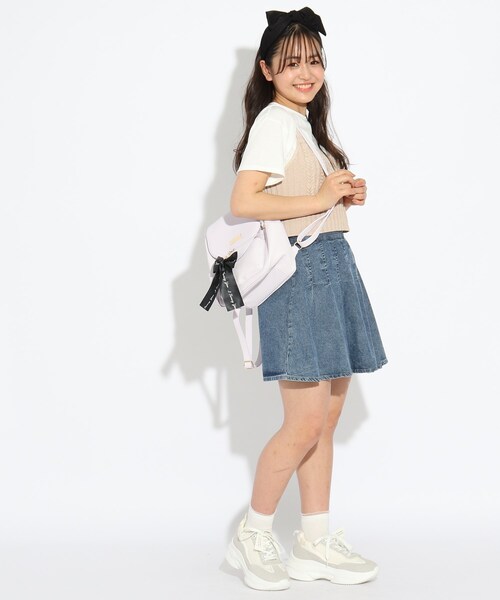 PINK-latte(ピンクラテ)の「◆リボンチャームミニリュック(バックパック/リュック・キッズ・ブラック/ライトグリーン/ライトパープル・00)」の21枚目の写真