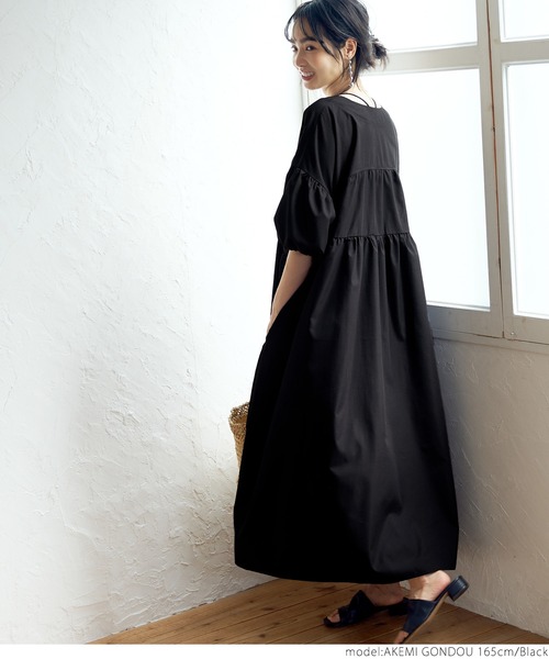 coca(coca)(コカ)の「Vネックティアードワンピース(ワンピース・レディース・ホワイト/ブラック・ONE SIZE)」の8枚目の写真