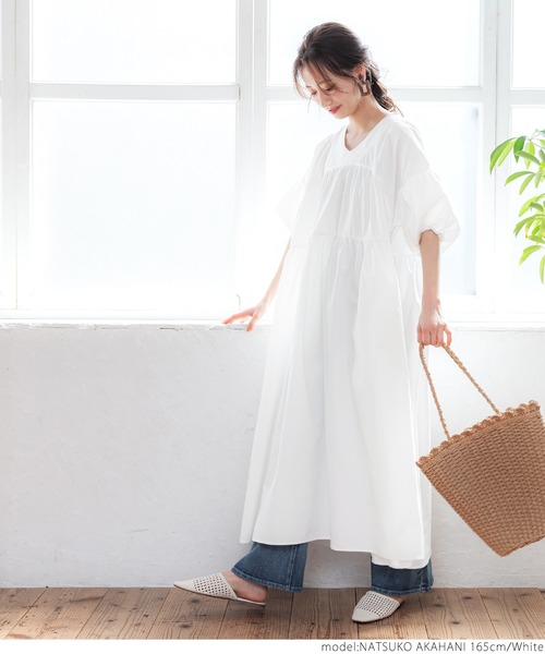 coca(coca)(コカ)の「Vネックティアードワンピース(ワンピース・レディース・ホワイト/ブラック・ONE SIZE)」の10枚目の写真