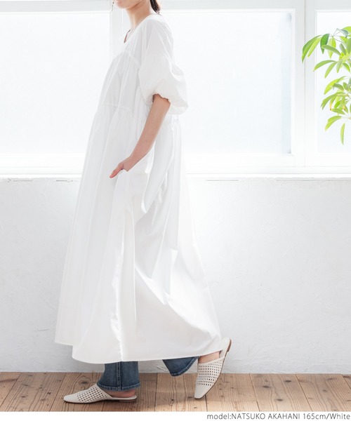 coca(coca)(コカ)の「Vネックティアードワンピース(ワンピース・レディース・ホワイト/ブラック・ONE SIZE)」の13枚目の写真