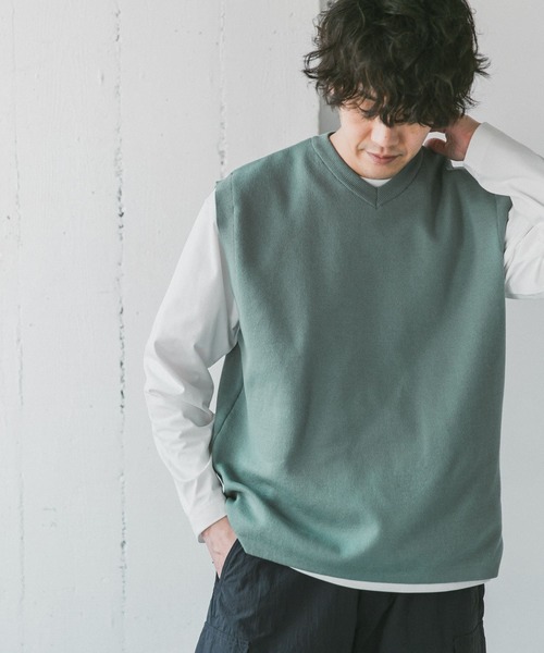 URBAN RESEARCH DOORS（アーバンリサーチドアーズ）の「『一部WEB限定カラー』ダブルフェイスVネックベスト（ベスト・メンズ・ブルー/ネイビー/ブラウン系その他/グレー系その他・MEDIUM/LARGE）」の4枚目の写真