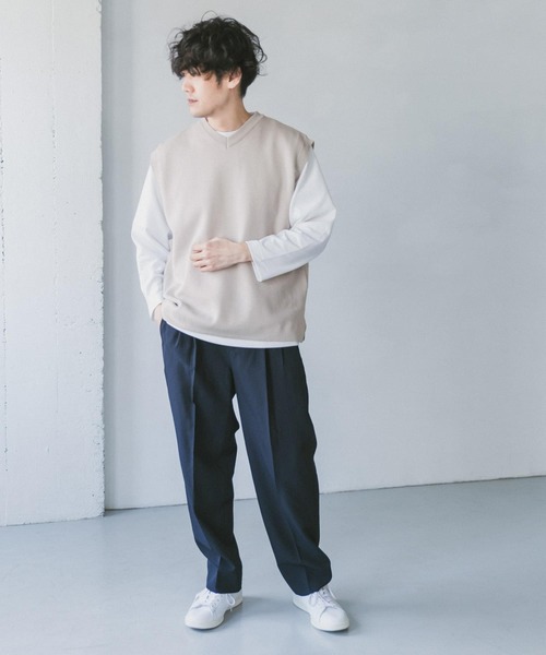 URBAN RESEARCH DOORS（アーバンリサーチドアーズ）の「『一部WEB限定カラー』ダブルフェイスVネックベスト（ベスト・メンズ・ブルー/ネイビー/ブラウン系その他/グレー系その他・MEDIUM/LARGE）」の19枚目の写真