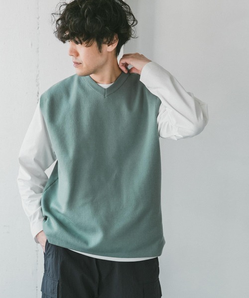 URBAN RESEARCH DOORS（アーバンリサーチドアーズ）の「『一部WEB限定カラー』ダブルフェイスVネックベスト（ベスト・メンズ・ブルー/ネイビー/ブラウン系その他/グレー系その他・MEDIUM/LARGE）」の10枚目の写真