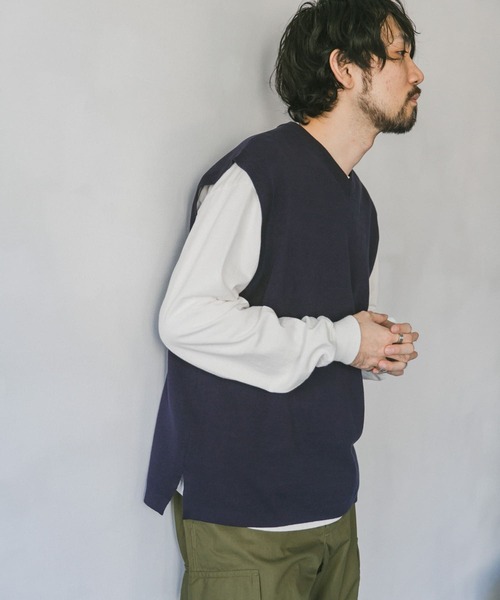 URBAN RESEARCH DOORS（アーバンリサーチドアーズ）の「『一部WEB限定カラー』ダブルフェイスVネックベスト（ベスト・メンズ・ブルー/ネイビー/ブラウン系その他/グレー系その他・MEDIUM/LARGE）」の21枚目の写真