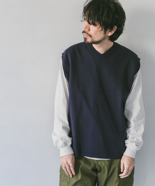 URBAN RESEARCH DOORS（アーバンリサーチドアーズ）の「『一部WEB限定カラー』ダブルフェイスVネックベスト（ベスト・メンズ・ブルー/ネイビー/ブラウン系その他/グレー系その他・MEDIUM/LARGE）」の16枚目の写真