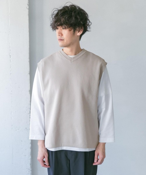 URBAN RESEARCH DOORS（アーバンリサーチドアーズ）の「『一部WEB限定カラー』ダブルフェイスVネックベスト（ベスト・メンズ・ブルー/ネイビー/ブラウン系その他/グレー系その他・MEDIUM/LARGE）」の17枚目の写真