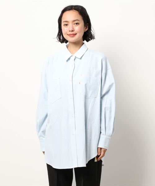 Q（キュー）の「ライトデニムシャツ（シャツ/ブラウス・レディース・ライトブルー/ネイビー・MEDIUM）」の7枚目の写真