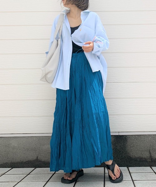 Q（キュー）の「ライトデニムシャツ（シャツ/ブラウス・レディース・ライトブルー/ネイビー・MEDIUM）」の6枚目の写真