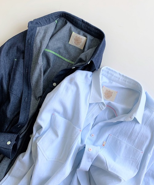 Q（キュー）の「ライトデニムシャツ（シャツ/ブラウス・レディース・ライトブルー/ネイビー・MEDIUM）」の9枚目の写真