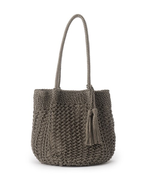 SHOO・LA・RUE(シューラルー)の「◆透かし編みニットバルーントート(トートバッグ・レディース・ブラック/グレー/ブラウン系その他/ベージュ系8・00)」の1枚目の写真