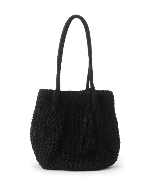 SHOO・LA・RUE(シューラルー)の「◆透かし編みニットバルーントート(トートバッグ・レディース・ブラック/グレー/ブラウン系その他/ベージュ系8・00)」の2枚目の写真