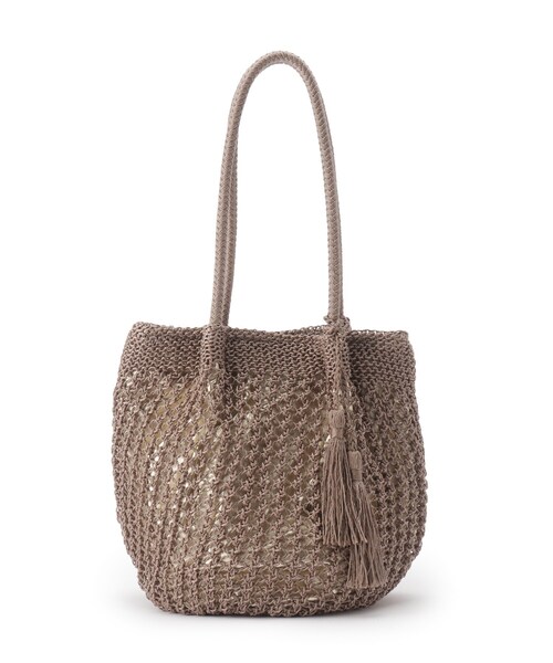 SHOO・LA・RUE(シューラルー)の「◆透かし編みニットバルーントート(トートバッグ・レディース・ブラック/グレー/ブラウン系その他/ベージュ系8・00)」の5枚目の写真