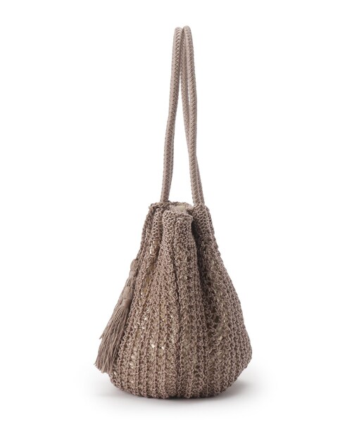 SHOO・LA・RUE(シューラルー)の「◆透かし編みニットバルーントート(トートバッグ・レディース・ブラック/グレー/ブラウン系その他/ベージュ系8・00)」の6枚目の写真