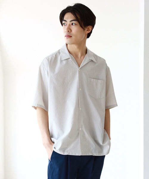BEAMS（ビームス）の「BEAMS / SOLOTEX(R) オープンカラーシャツ（シャツ/ブラウス・メンズ・ネイビー/グレー/オリーブ・S/M/L/XL）」の6枚目の写真