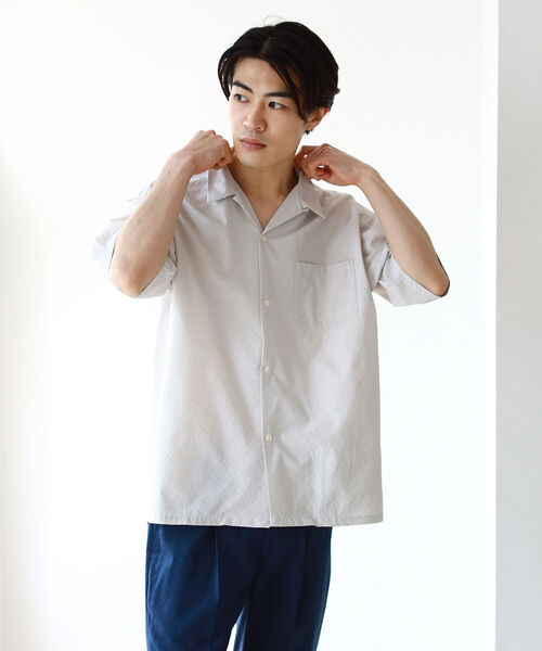BEAMS（ビームス）の「BEAMS / SOLOTEX(R) オープンカラーシャツ（シャツ/ブラウス・メンズ・ネイビー/グレー/オリーブ・S/M/L/XL）」の7枚目の写真