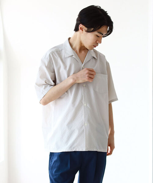 BEAMS（ビームス）の「BEAMS / SOLOTEX(R) オープンカラーシャツ（シャツ/ブラウス・メンズ・ネイビー/グレー/オリーブ・S/M/L/XL）」の8枚目の写真