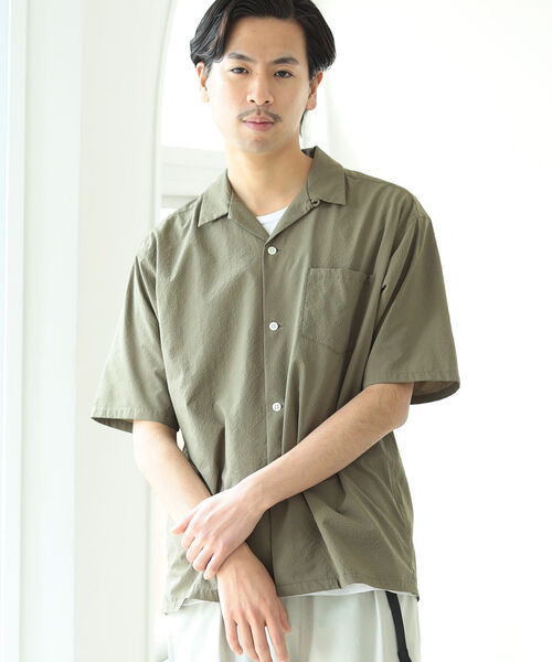BEAMS（ビームス）の「BEAMS / SOLOTEX(R) オープンカラーシャツ（シャツ/ブラウス・メンズ・ネイビー/グレー/オリーブ・S/M/L/XL）」の10枚目の写真