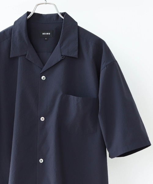BEAMS（ビームス）の「BEAMS / SOLOTEX(R) オープンカラーシャツ（シャツ/ブラウス・メンズ・ネイビー/グレー/オリーブ・S/M/L/XL）」の3枚目の写真