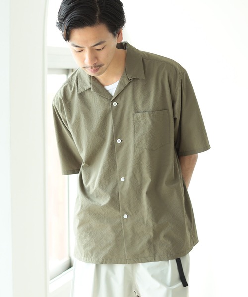 BEAMS（ビームス）の「BEAMS / SOLOTEX(R) オープンカラーシャツ（シャツ/ブラウス・メンズ・ネイビー/グレー/オリーブ・S/M/L/XL）」の2枚目の写真