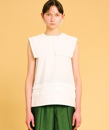 スクエアカラーノースリーブブラウス