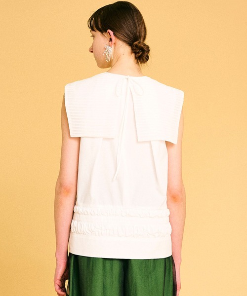 LANVIN en Bleu(ランバンオンブルー)の「スクエアカラーノースリーブブラウス(シャツ/ブラウス・レディース・ブラック/オフホワイト・38)」の3枚目の写真