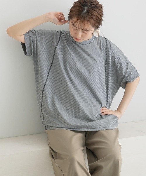 LAATO（ラート）の「DOLMAN CUT T-SHIRTS（Tシャツ/カットソー・レディース・ブラック/グリーン・FREE）」の4枚目の写真