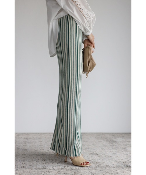 Bonjour Sagan（ボンジュールサガン）の「ストライプニットタイトスカート（スカート・レディース・カーキ/グリーン/オレンジ・FREE）」の5枚目の写真