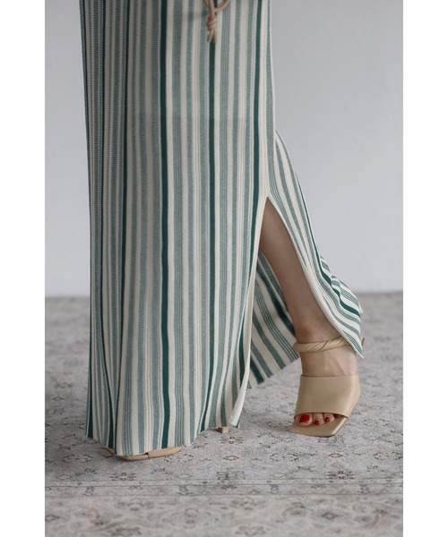 Bonjour Sagan（ボンジュールサガン）の「ストライプニットタイトスカート（スカート・レディース・カーキ/グリーン/オレンジ・FREE）」の10枚目の写真