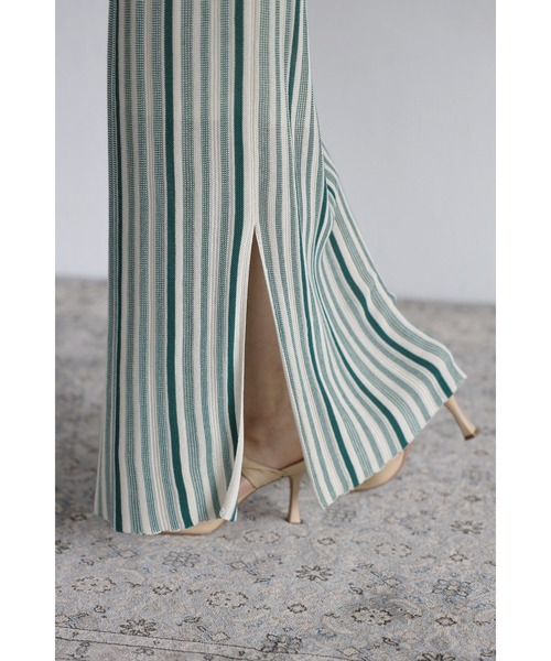 Bonjour Sagan（ボンジュールサガン）の「ストライプニットタイトスカート（スカート・レディース・カーキ/グリーン/オレンジ・FREE）」の11枚目の写真