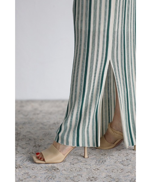 Bonjour Sagan（ボンジュールサガン）の「ストライプニットタイトスカート（スカート・レディース・カーキ/グリーン/オレンジ・FREE）」の12枚目の写真