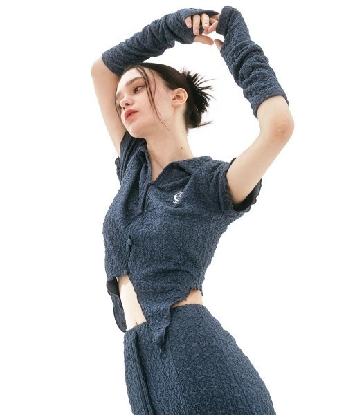 A'GEM/9 × .kom『NASTY FANCY CLUB/ナスティーファンシークラブ』UNBALANCE WRINKLE COLLAR WARMER SET/カラーウォーマーセット（シャツ/ブラウス）｜NASTY FANCY CLUB（ナスティーファンシークラブ）