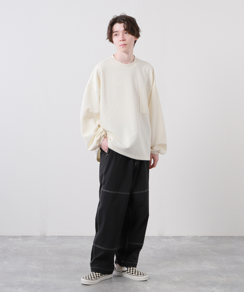 TIGHTBOOTH PRODUCTION（タイトブースプロダクション）の「【TBPR/タイトブースプロダクション】QUILTING CREW SWEAT（スウェット・メンズ・ブラック/アイボリー・MEDIUM/LARGE）」の3枚目の写真