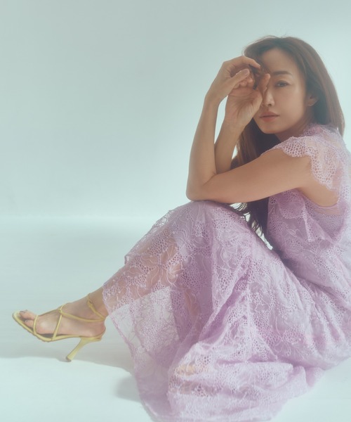 Masaco Teranishi(マサコテラニシ)の「Megumi Kanzaki×Masaco Teranishi Aesculus (アエスクルス) ラッセルレースワンピース(ワンピース・レディース・パープル/ブラック・38)」の2枚目の写真