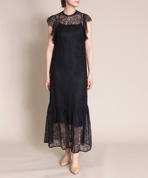 Masaco Teranishi(マサコテラニシ)の「Megumi Kanzaki×Masaco Teranishi Aesculus (アエスクルス) ラッセルレースワンピース(ワンピース・レディース・パープル/ブラック・38)」の8枚目の写真
