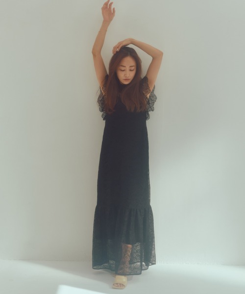 Masaco Teranishi(マサコテラニシ)の「Megumi Kanzaki×Masaco Teranishi Aesculus (アエスクルス) ラッセルレースワンピース(ワンピース・レディース・パープル/ブラック・38)」の5枚目の写真
