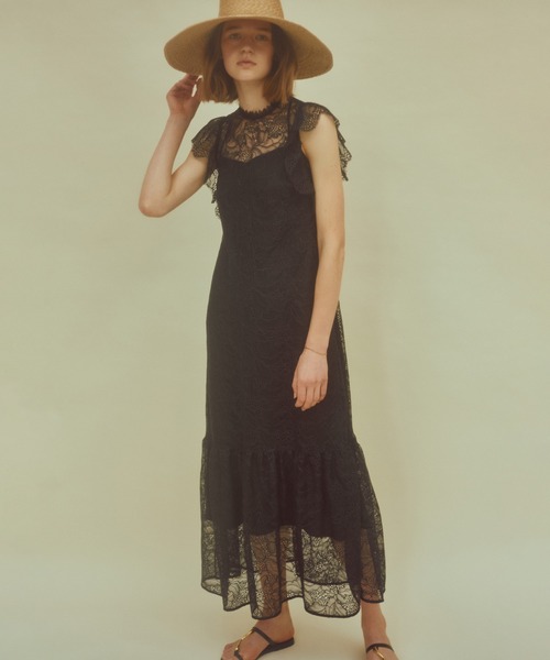 Masaco Teranishi(マサコテラニシ)の「Megumi Kanzaki×Masaco Teranishi Aesculus (アエスクルス) ラッセルレースワンピース(ワンピース・レディース・パープル/ブラック・38)」の7枚目の写真
