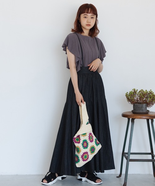 Crisp(クリスプ)の「ヘムフレアデニムスカート(デニムスカート・レディース・ブラック/ネイビー・FREE)」の3枚目の写真