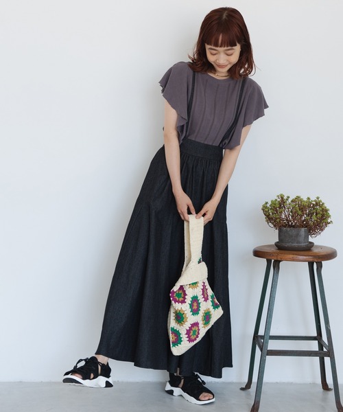 Crisp(クリスプ)の「ヘムフレアデニムスカート(デニムスカート・レディース・ブラック/ネイビー・FREE)」の4枚目の写真